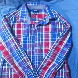 Nautica Kids Plaid Button Down Shirt - Red, Blue, White